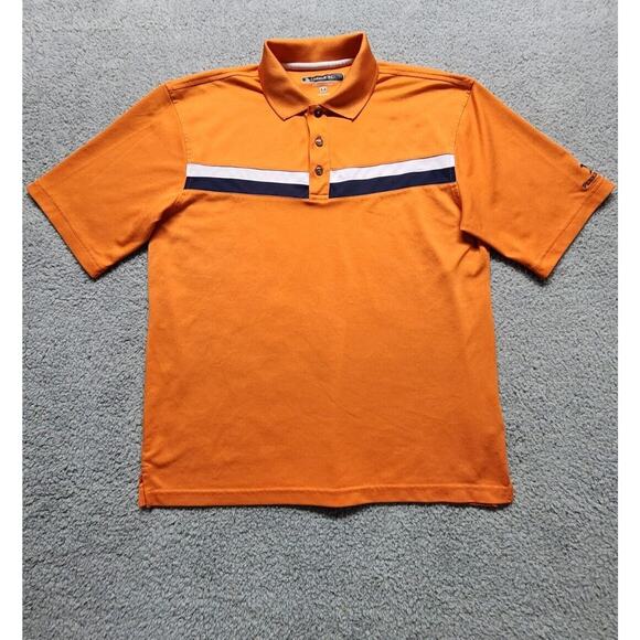 Pebble Beach Golf Polo Performance Mens Medium Orange Stripped - Picture 3 of 12